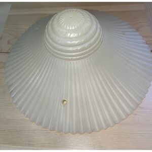 VTG  Art Deco Frosted Off-White Glass 3 Hole Chain Ceiling Light Shade 11"